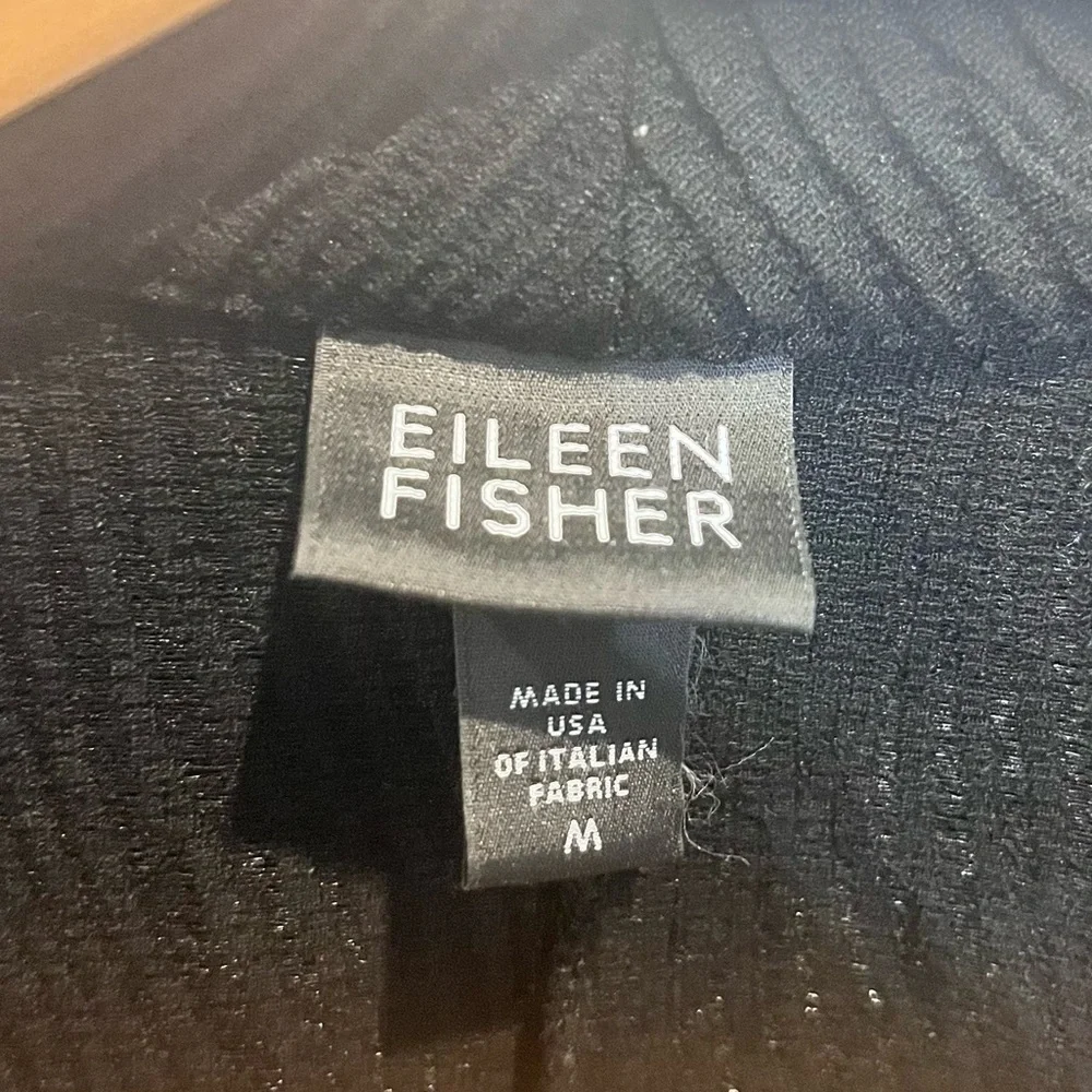 Eileen Fisher Textured Black Cardigan Blazer Jacket Pockets Size M